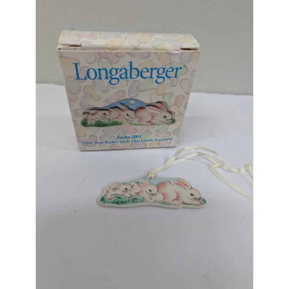 Longaberger 2001 Easter Tie On Charm Bunnies Rabbits Bunny Rabbit New‎